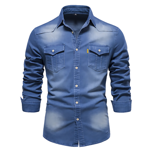 AdaptiveFit Cotton Denim Shirt: Tailored For Men